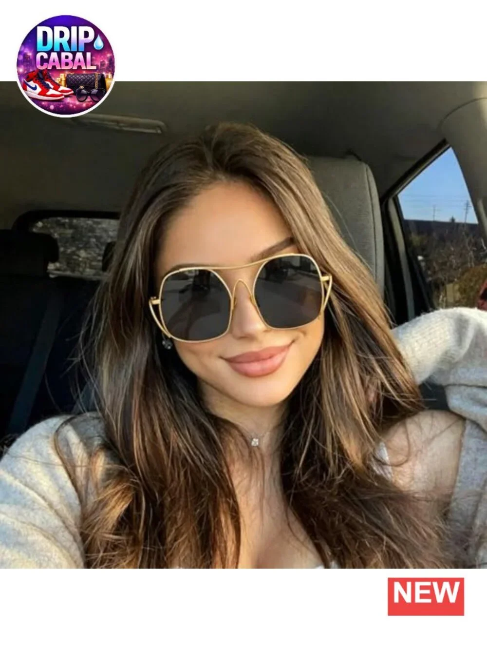 Oversized Metal Aviator Sunglasses Women UV400 Retro Square Frame Shades